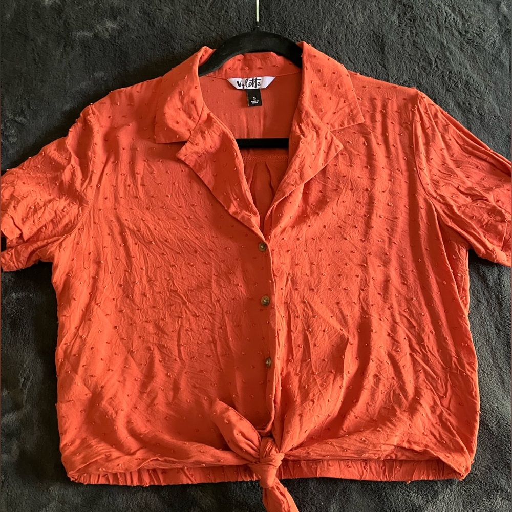 Orange Crop Tie Front Blouse
